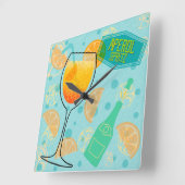 Horloge Carrée Cocktail d'Aperol Spritz (Angle)