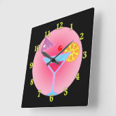 Horloge Carrée Cocktail Hour Wall Clock (Angle)