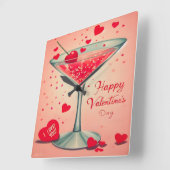 Horloge Carrée Cocktail Valentine Martini du milieu du siècle (Angle)