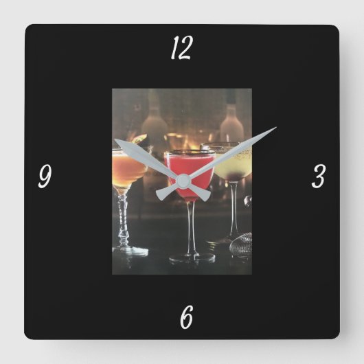 HORLOGE CARRÉE "COCKTAILS HOLIDAY" CLOCK CHRISTMAS (Recto)