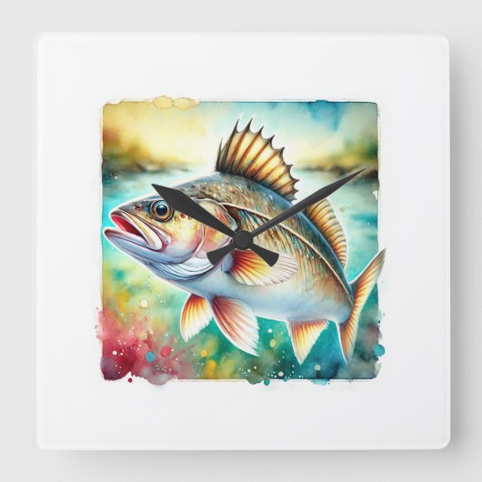 Horloge Carrée Cod Fish 190724AREF127 - Watercolor (Recto)