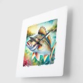 Horloge Carrée Cod Fish 190724AREF127 - Watercolor (Angle)