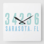 Horloge Carrée Code postal personnalisé, ville, State Coastal Blu (Recto)