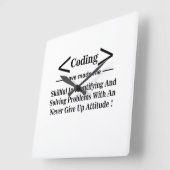 Horloge Carrée Coder Coder Programmer Programmer Coding (Angle)