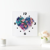 Horloge Carrée coeur Abstrait (Maison)