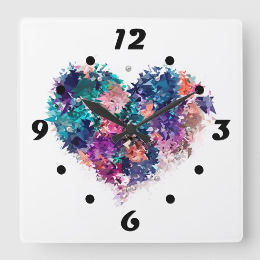 Horloge Carrée coeur Abstrait (Recto)