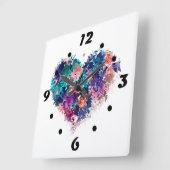 Horloge Carrée coeur Abstrait (Angle)