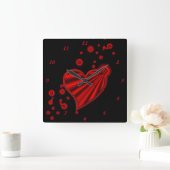 Horloge Carrée Coeur arc-en-ciel avec étoiles (Maison)