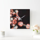 Horloge Carrée "Coeur blanc en noir du soleil" (Maison)