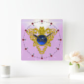 Horloge Carrée CŒUR CELTIQUE EN OR AVEC SAPPHIRE BLEU ,Noir (Maison)