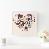 Horloge Carrée Coeur cométique (Maison)