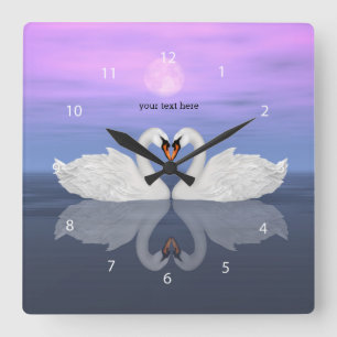 Horloge Carrée Coeur des cygnes
