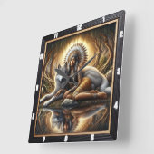 Horloge Carrée Coeur indigène : Willow Boughs Paix douce (Angle)