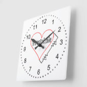 Horloge Carrée Coeur irrésistible (Angle)