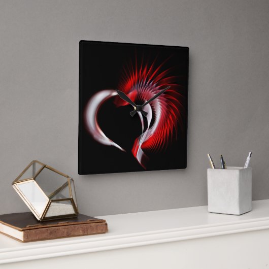 Horloge Carrée Coeur métallique (Bureau)