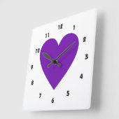 Horloge Carrée Coeur pourpre (Angle)