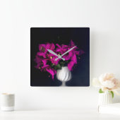 Horloge Carrée Cœur rose dans le noir (Maison)