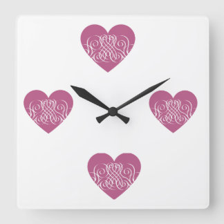 Horloge Carrée Coeur rose foncé Ado Décor chambre fille