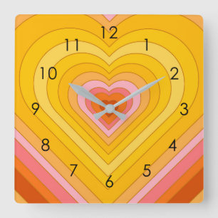 Horloge Carrée Coeur super à couche rétro