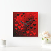 Horloge Carrée Cœurs (Maison)