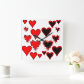 Horloge Carrée Coeurs (Maison)