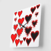 Horloge Carrée Coeurs (Angle)
