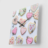 Horloge Carrée Coeurs de la Saint Valentin (Angle)