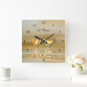 Horloge Carrée Coeurs d'or (Maison)