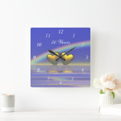 Horloge Carrée Coeurs d'or du 50e anniversaire (Maison)