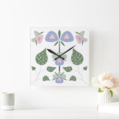 Horloge Carrée Cœurs et Fleurs (Maison)