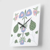 Horloge Carrée Cœurs et Fleurs (Angle)