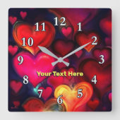 Horloge Carrée Coeurs multicolores (Recto)