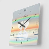 Horloge Carrée Coeurs papier du 1er anniversaire (Angle)