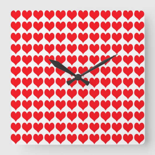 Horloge Carrée Coeurs rouges (Recto)