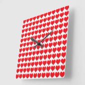 Horloge Carrée Coeurs rouges (Angle)