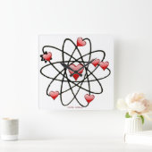 Horloge Carrée Coeurs rouges de Saint Valentin atomique (Maison)