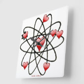 Horloge Carrée Coeurs rouges de Saint Valentin atomique (Angle)