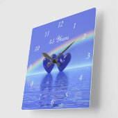 Horloge Carrée Coeurs saphirs du 45e anniversaire (Angle)