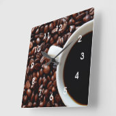 Horloge Carrée Coffee Bean Kitchen Wall Clock (Angle)
