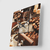 Horloge Carrée Coffee Collage (Angle)