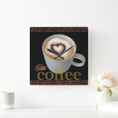 Horloge Carrée Coffee Love Kitchen Wall Clock (Maison)