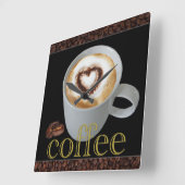 Horloge Carrée Coffee Love Kitchen Wall Clock (Angle)