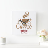 Horloge Carrée Coffee Lover Design – Minimal Coffee Cup Graphic (Maison)