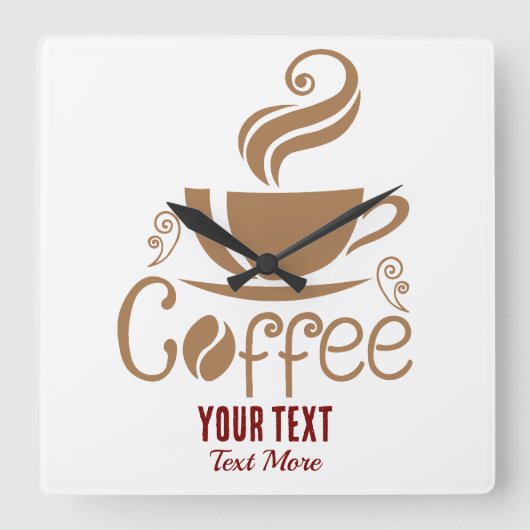 Horloge Carrée Coffee Lover Design – Minimal Coffee Cup Graphic (Recto)