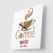 Horloge Carrée Coffee Lover Design – Minimal Coffee Cup Graphic (Angle)