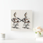 Horloge Carrée Coffee Lovers Wall Clock – Two Cups of Coffee & Co (Maison)