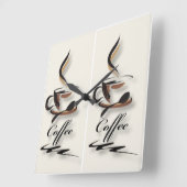 Horloge Carrée Coffee Lovers Wall Clock – Two Cups of Coffee & Co (Angle)