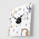 Horloge Carrée Coffee Stain Grungy Typewriter (Angle)