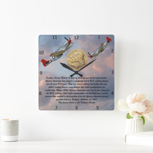 HORLOGE CARRÉE COIN D'AÉRONEF TUSKEGEE (Maison)
