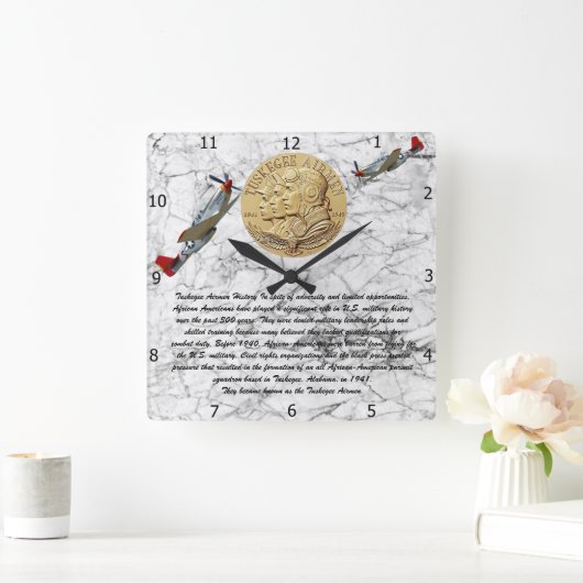 HORLOGE CARRÉE COIN D'AÉRONEF TUSKEGEE (Maison)